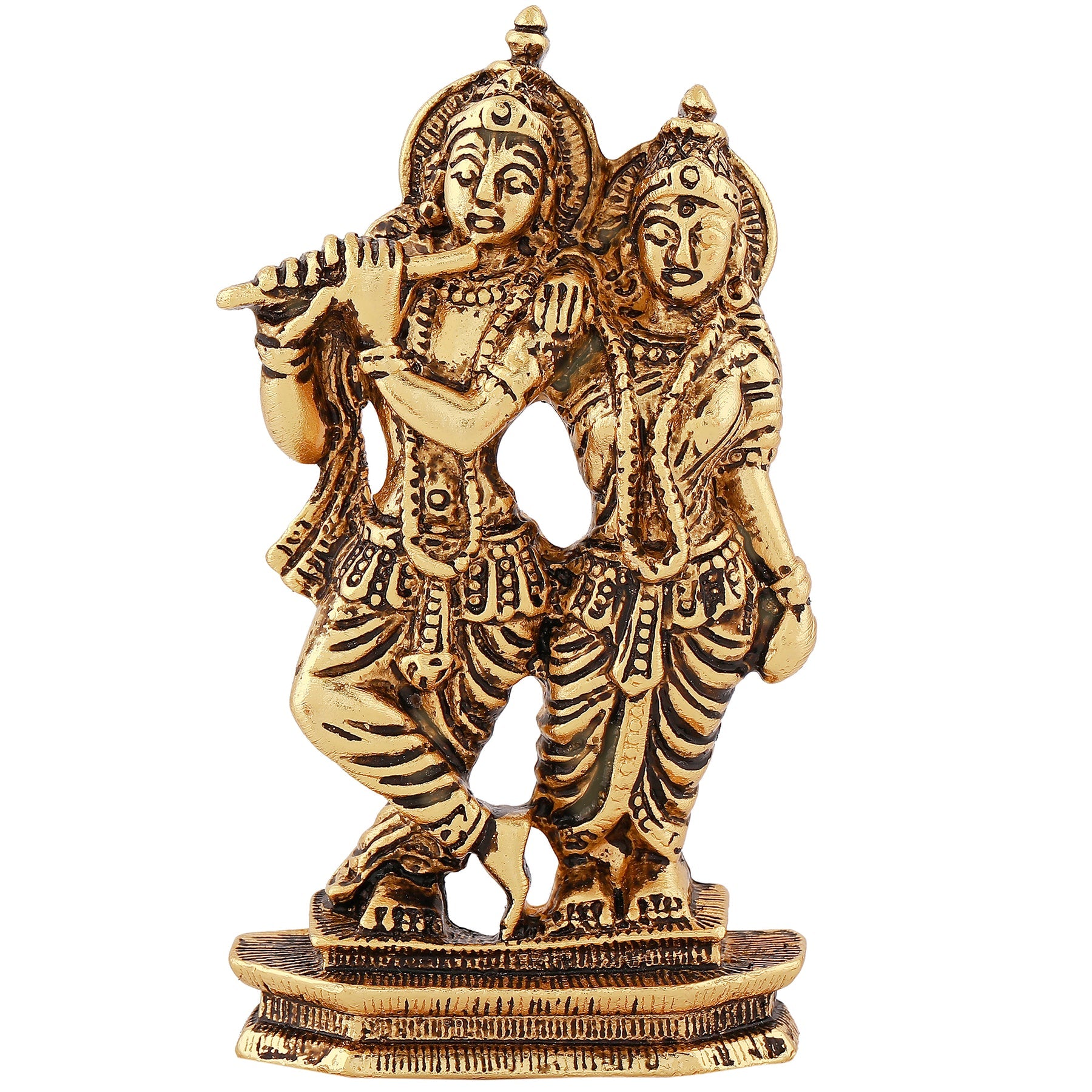 Estele Gold-Polished Devotional Shree Radha Krishna Idol for Home/Car Decor - Distacart