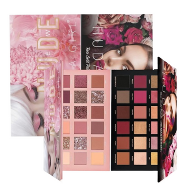 Huda Girl Beauty Rose Gold Remastered & Nude Edition Eyeshadow Palette - 36 Matte and Shimmer Finishes - Dista