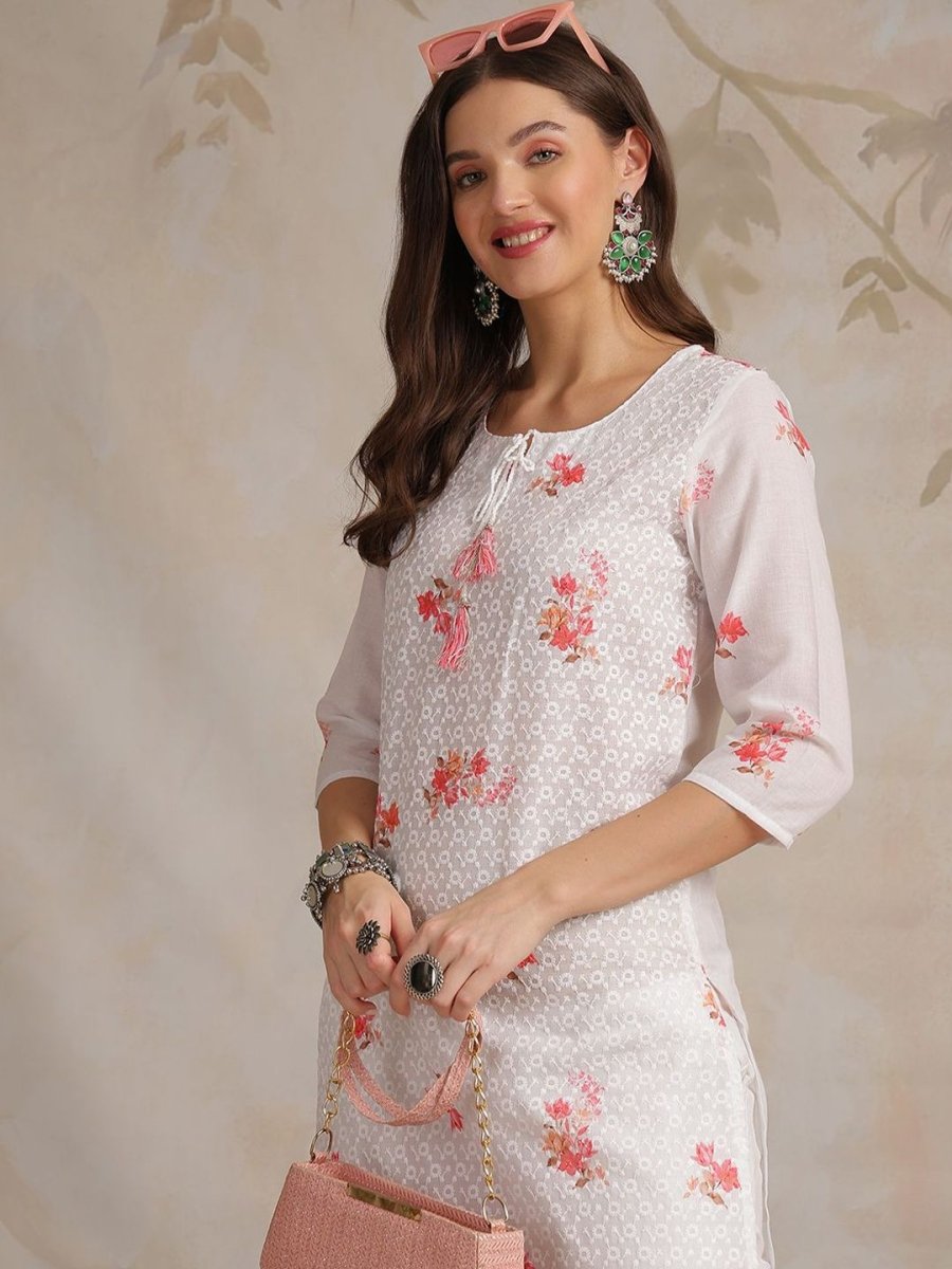 Anouk Women Floral Printed Thread Work Kurta - Distacart