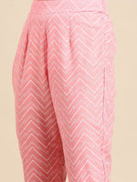 Thumbnail for All About You Women Pink Ethnic Motifs Printed Pure Cotton Kurta with Trousers - Distacart