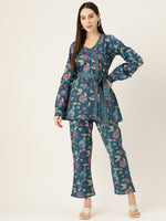 Thumbnail for InWeave Blue Kalamkari Co Ord Set