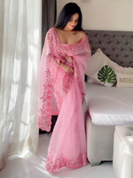Thumbnail for Anouk Sequinned Embellished Border Organza Saree - Distacart