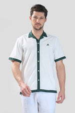 Thumbnail for Xkind White Polo Backprinted Textured Relaxed Fit Shirt
