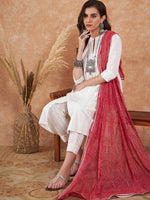 Thumbnail for Sangria Floral Printed Pure Cotton A-Line Kurta With Trouser & Dupatta