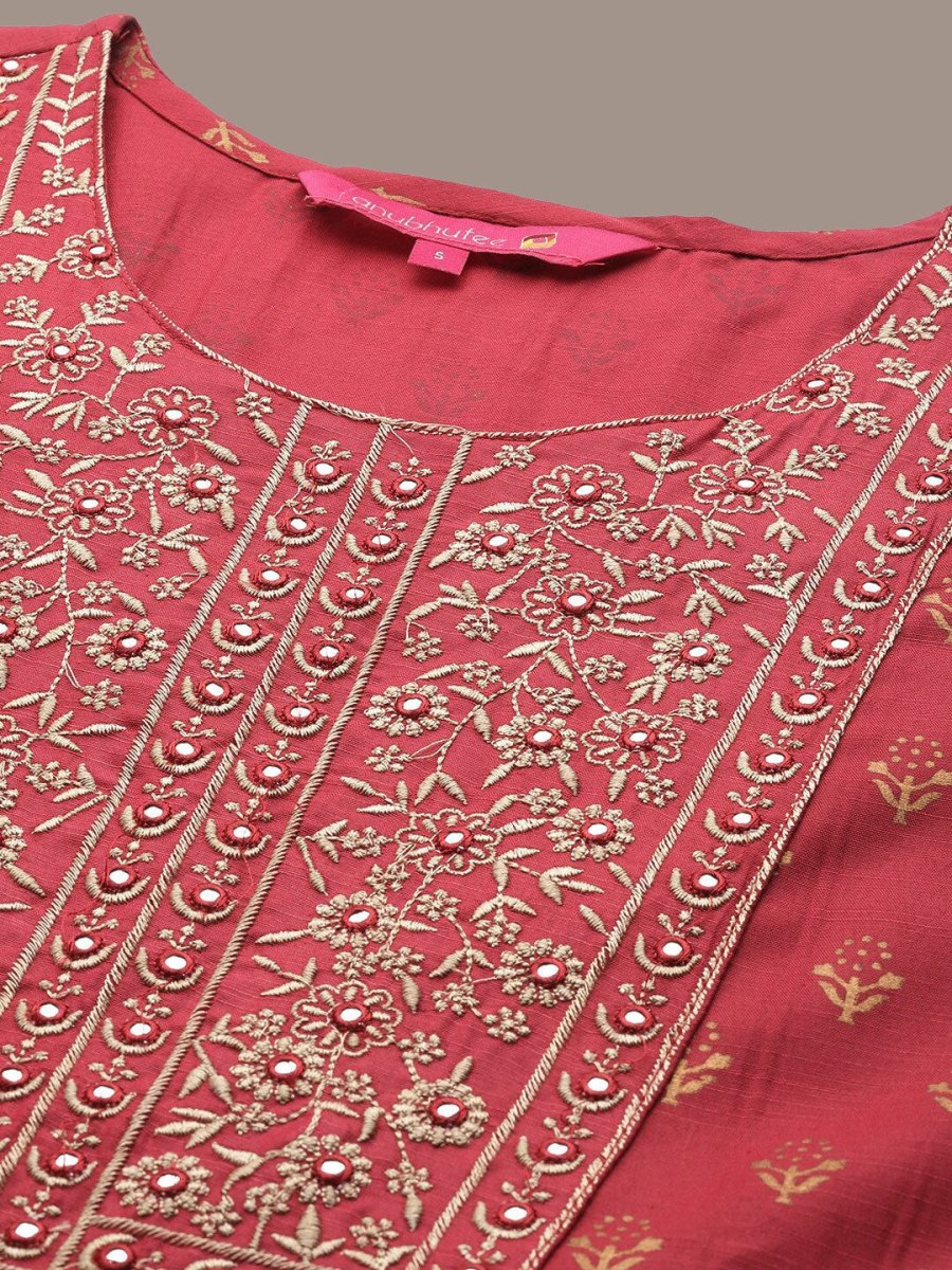 Anubhutee Ethnic Motifs Printed Thread Work Work Kurta with Trousers & Dupatta - Distacart