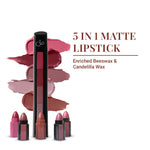 Thumbnail for CUFFS N LASHES Penta 5 In 1 Matte Lipstick - 01 Nude