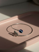Thumbnail for NVR Women Rhodium Plated Evil Eye Kada Bracelet - Distacart