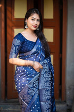 Thumbnail for Lightblue Jute Silk Printed Saree with Unstitched Blouse - Hiral Fashion - Distacart