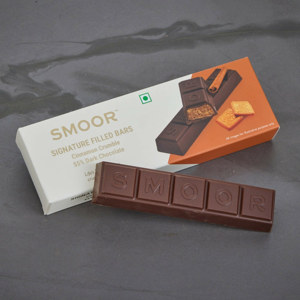 Smoor Signature Filled Bars Cinnamon Crumble 55% Dark Chocolate