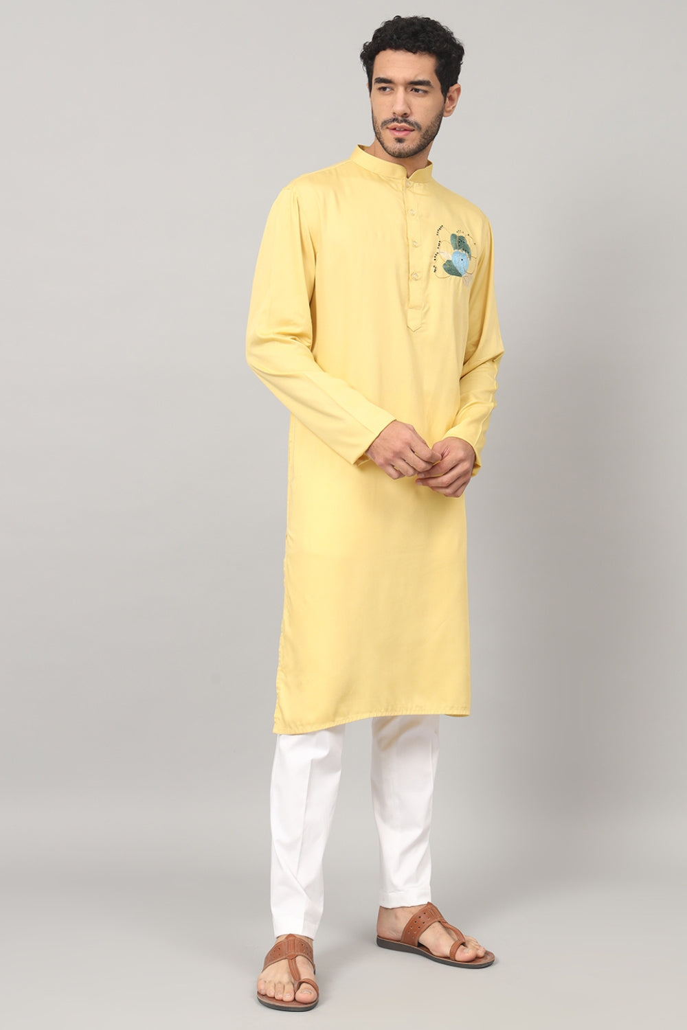 Abstract Embroidered Cotton Kurta by Hilo Design - Distacart