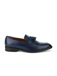 Thumbnail for LOUIS STITCH Men Federal Blue Formal Slip-On Tassel Moccasin Shoes