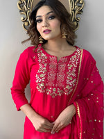 Thumbnail for Kalini Floral Yoke Design Sequinned Kurta With Trousers & Dupatta - Distacart
