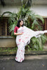 Red Poly Georgette Tie And Dye Saree with Unstitched Blouse - A2M - Distacart