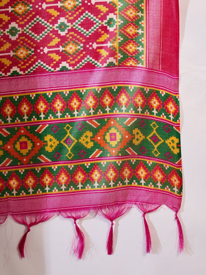 InWeave Ink Blue Strappy Kurta Set Pink Patola Dupatta - Distacart
