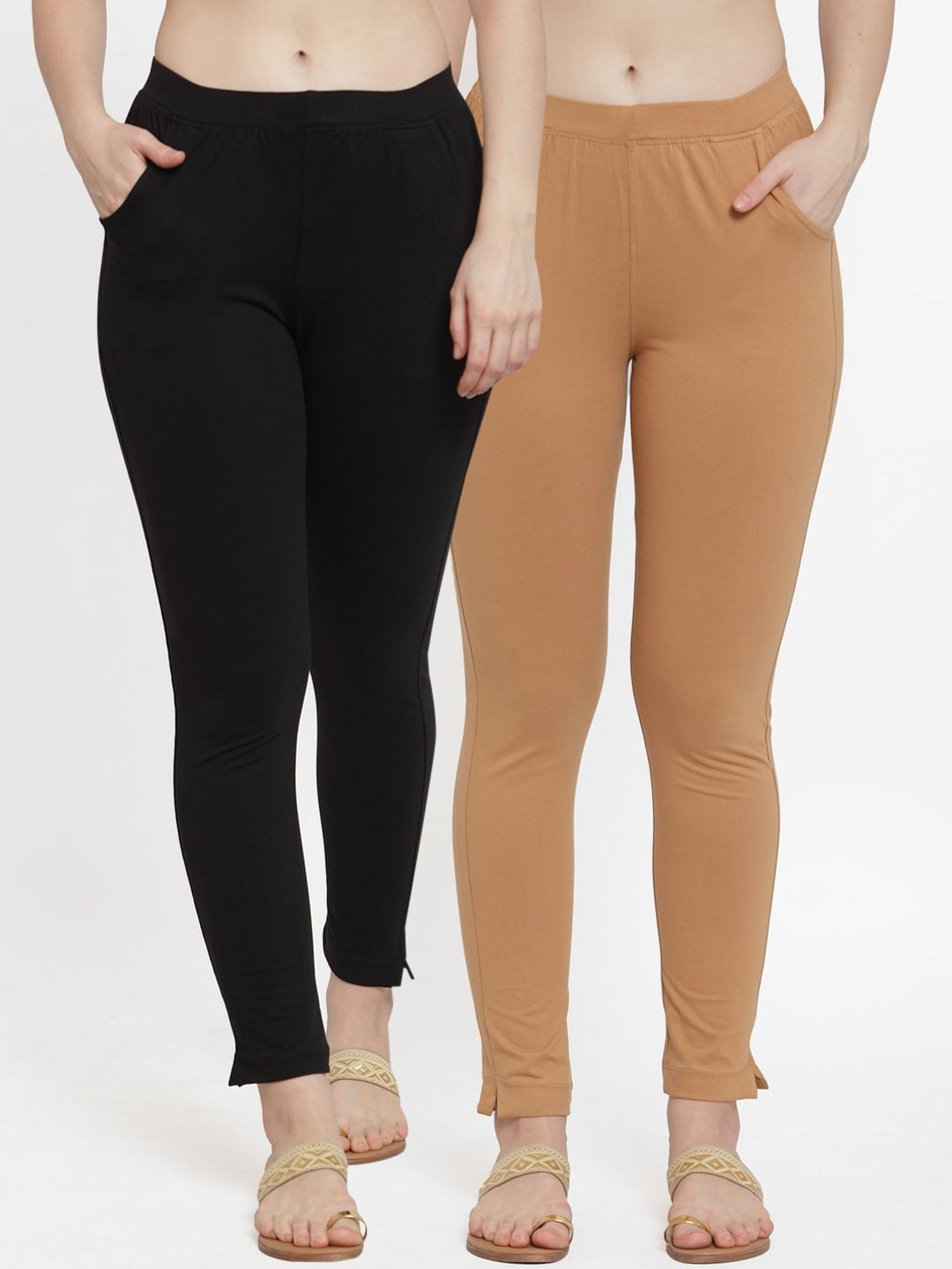 TAG 7 Women Pack Of 2 Solid Straight-Fit Ankle-Length Leggings - Distacart