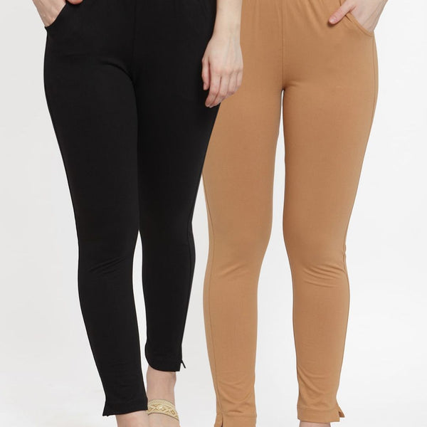 TAG 7 Women Pack Of 2 Solid Straight-Fit Ankle-Length Leggings - Distacart