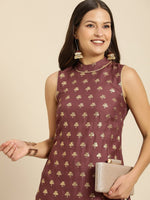 Thumbnail for All About You Women Brown Ethnic Motifs Printed Pure Cotton Kurta with Trousers - Distacart
