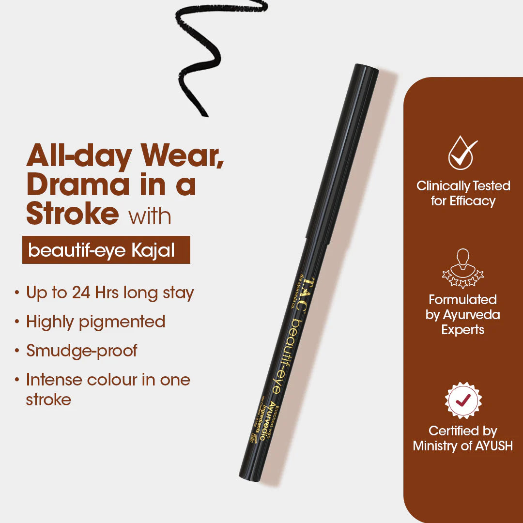 TAC - The Ayurveda Co. Beautif-eye Kajal - Intense Black Kajal - Distacart