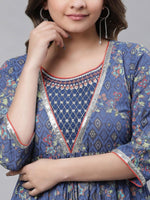 Thumbnail for AURELIA Ethnic Motifs Printed Pure Cotton Fit & Flare Ethnic Dress