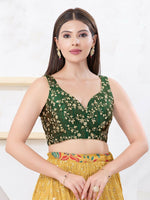 Thumbnail for Joban Fashion Dark-Green Mulberry Silk Sleeveless Back Open Blouse
