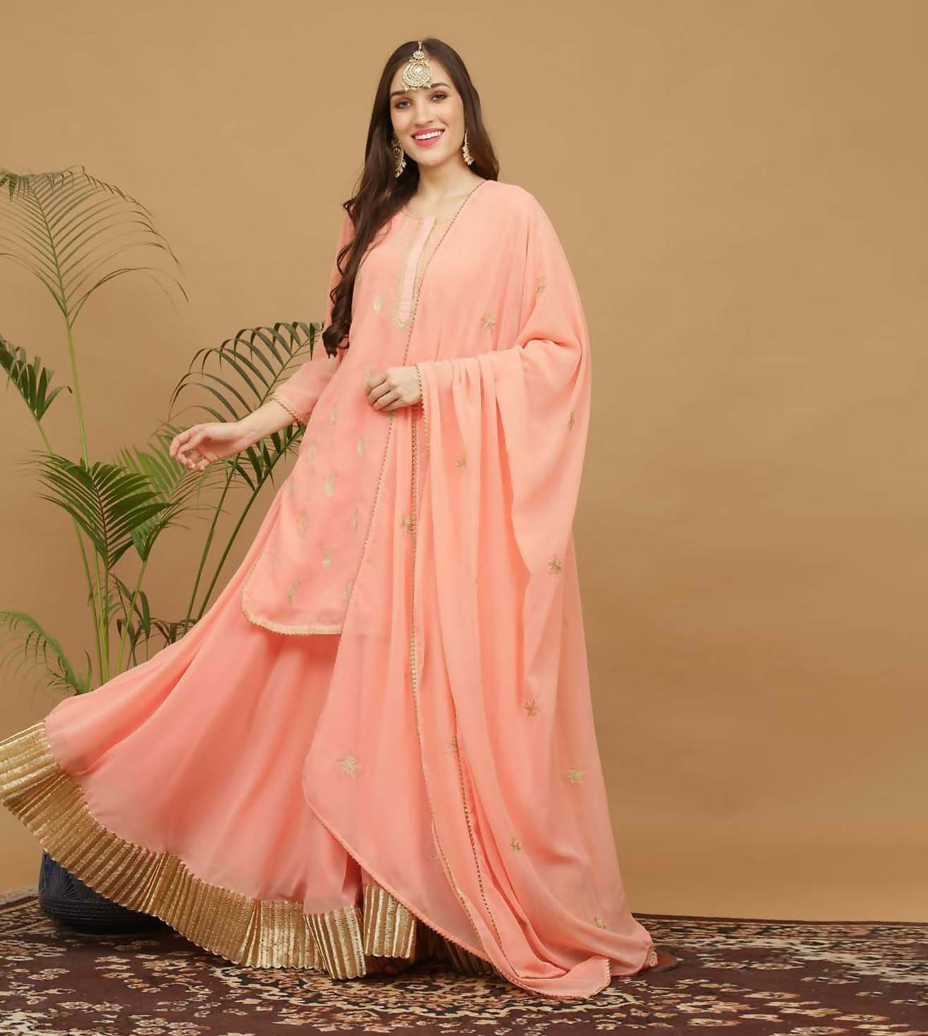Joban Fashion Lite Beige Georgette Lehenga Set - Distacart