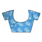 Thumbnail for Very Much Indian Handblock Printed Cotton Saree With Natural Dyes - Sky Blue - Distacart