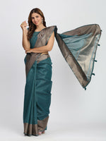 Thumbnail for Astita Linen Cotton Sea Green Saree