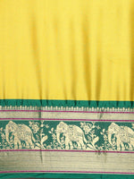 Thumbnail for Anouk Yellow Zari Pure Silk Banarasi Saree - Distacart