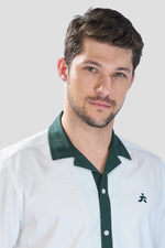 Thumbnail for Xkind White Polo Backprinted Textured Relaxed Fit Shirt