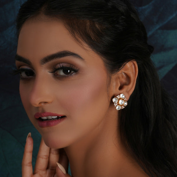 Kundan Studs (Gold) - Ruby Raang - Distacart