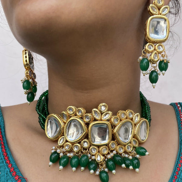 Joban Fashion Hand Made High Quality Gold Plated Base Metal Alloy Kundan Stone Studded Kundan Jewellery Set - Distacart