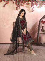 Thumbnail for Anaita Maroon Embroidered Net Salwar Suit - Distacart