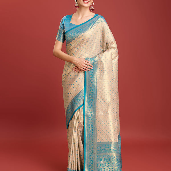 Monjolika Fashion Sky Blue Kanjivaram Silk Mesmerizing Saree - Distacart