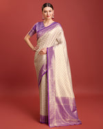Thumbnail for Monjolika Fashion Lavender Kanjivaram Silk Mesmerizing Saree - Distacart