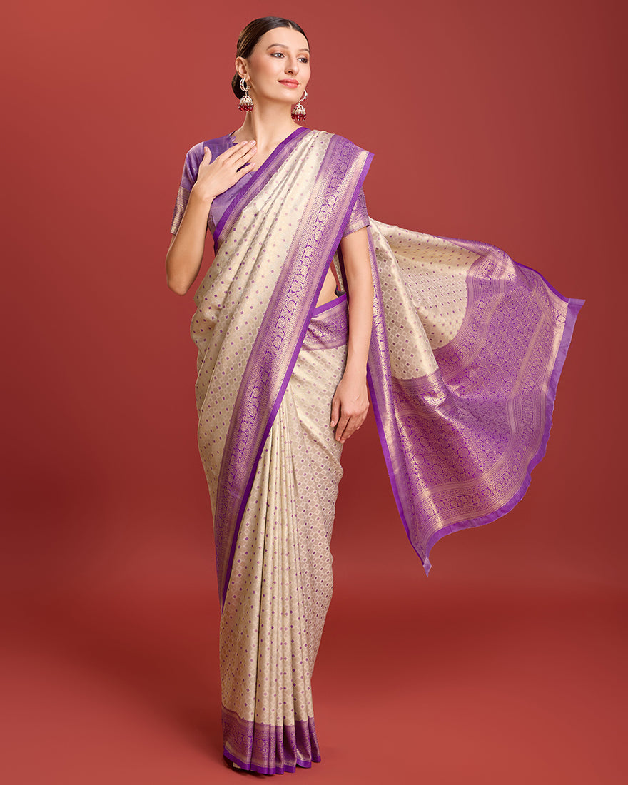 Monjolika Fashion Lavender Kanjivaram Silk Mesmerizing Saree - Distacart