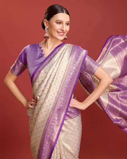 Monjolika Fashion Lavender Kanjivaram Silk Mesmerizing Saree - Distacart