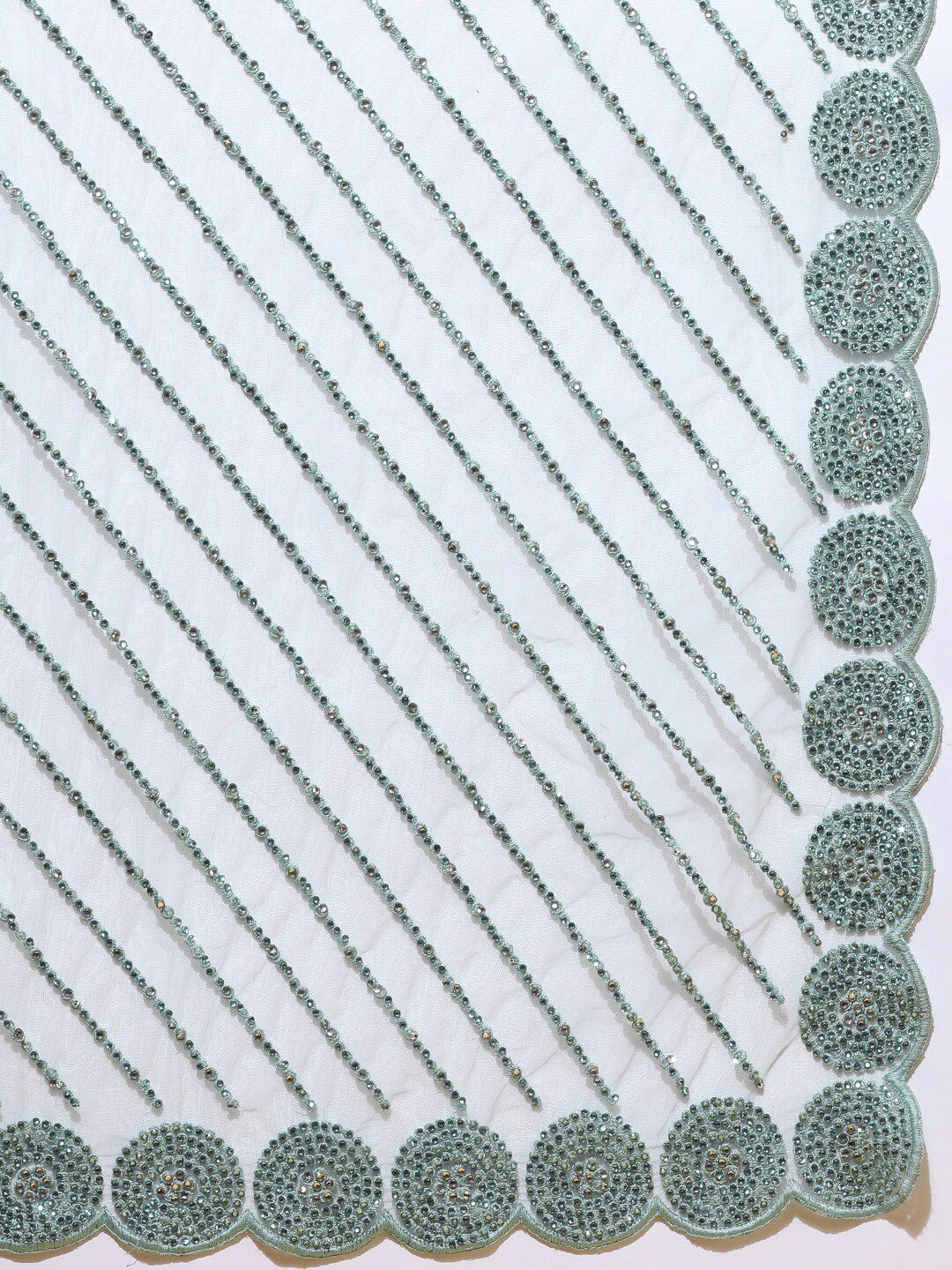 kasee Embroidered Striped Net Saree