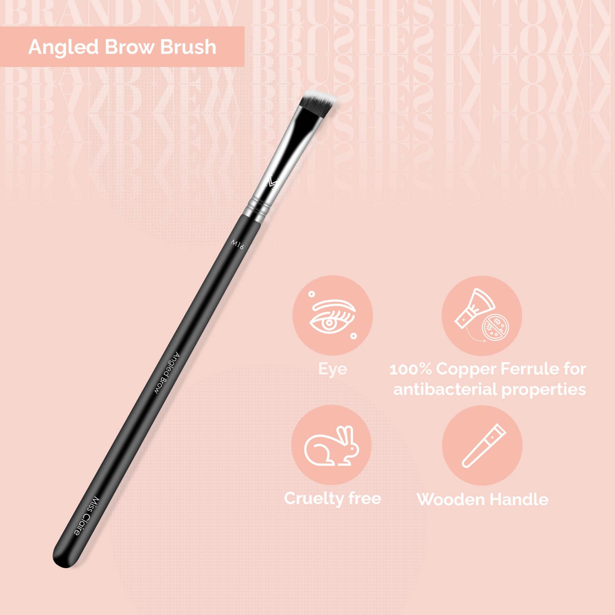 Miss Claire M16 - Angled Brow Brush - Chrome