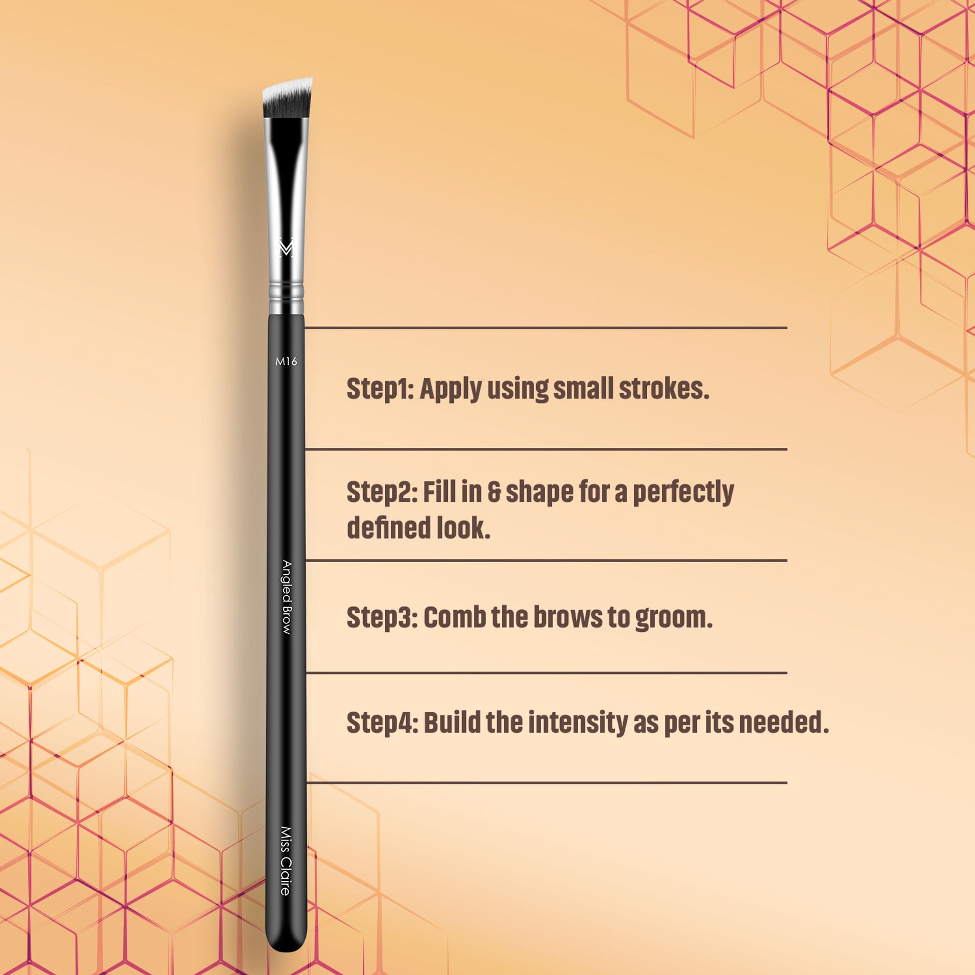 Miss Claire M16 - Angled Brow Brush - Chrome - Distacart