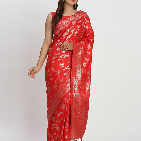Astita Banarasi Silk Red Saree