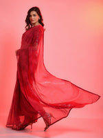 Thumbnail for Anouk Red & Gold-Toned Embellished Sequinned Pure Georgette Saree - Distacart