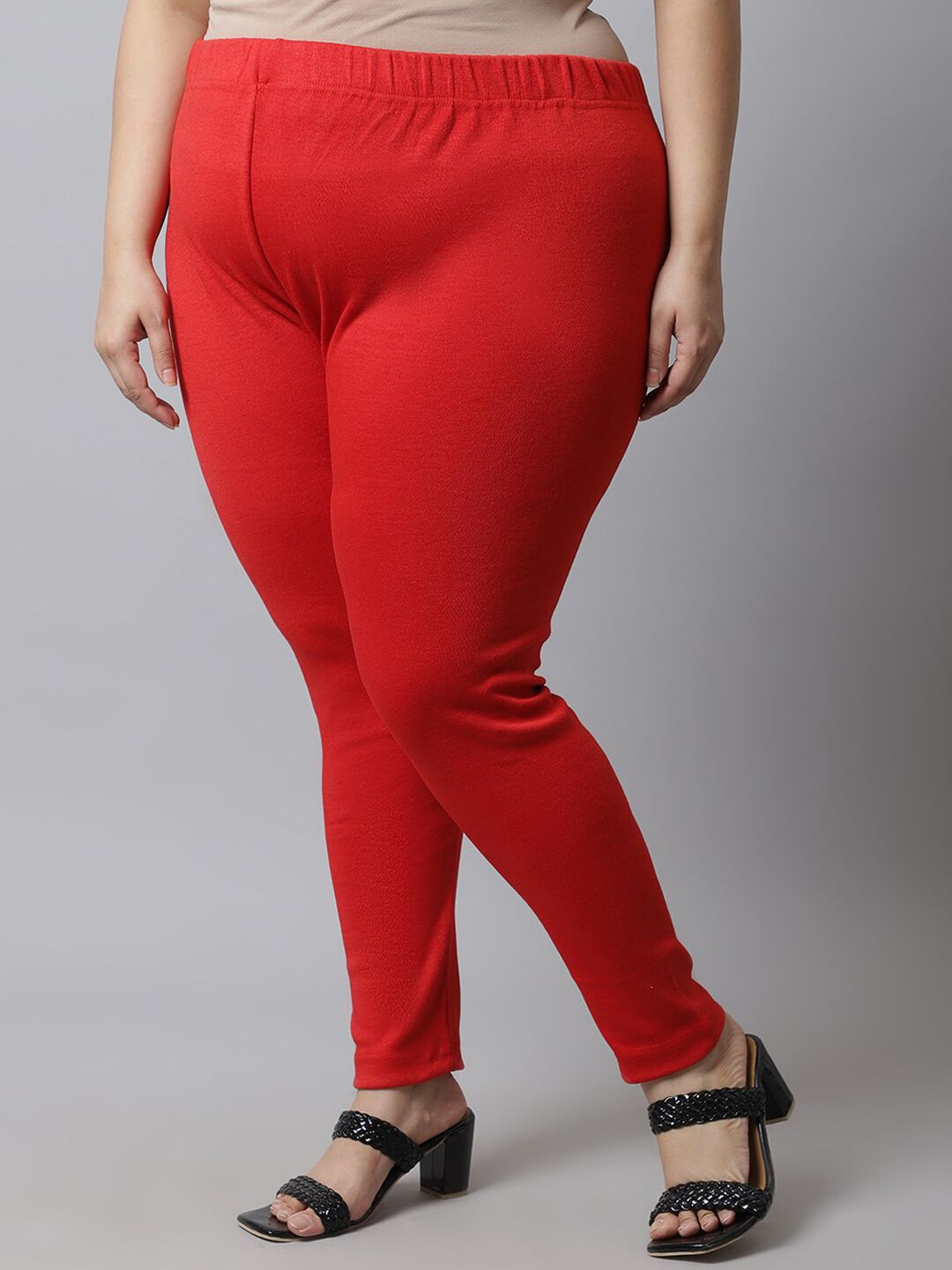 TAG 7 Women Red Plus Size Solid Ankle-Length Leggings - Distacart