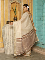 Thumbnail for Astita Brown Linen Saree