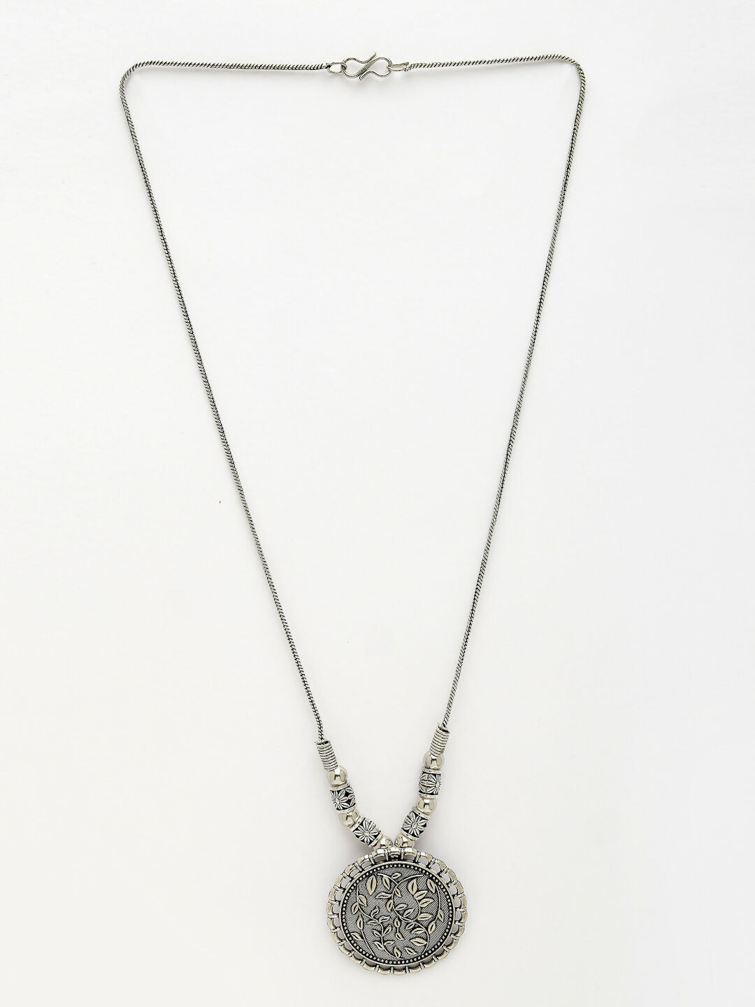 NVR Women's Silver-Toned Circular Shape Pendant with Chain - Distacart