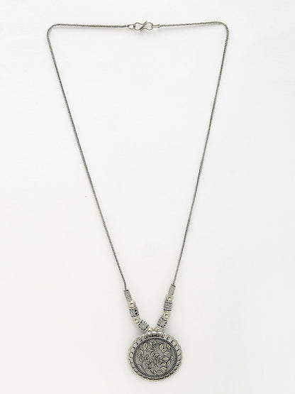 NVR Women's Silver-Toned Circular Shape Pendant with Chain - Distacart