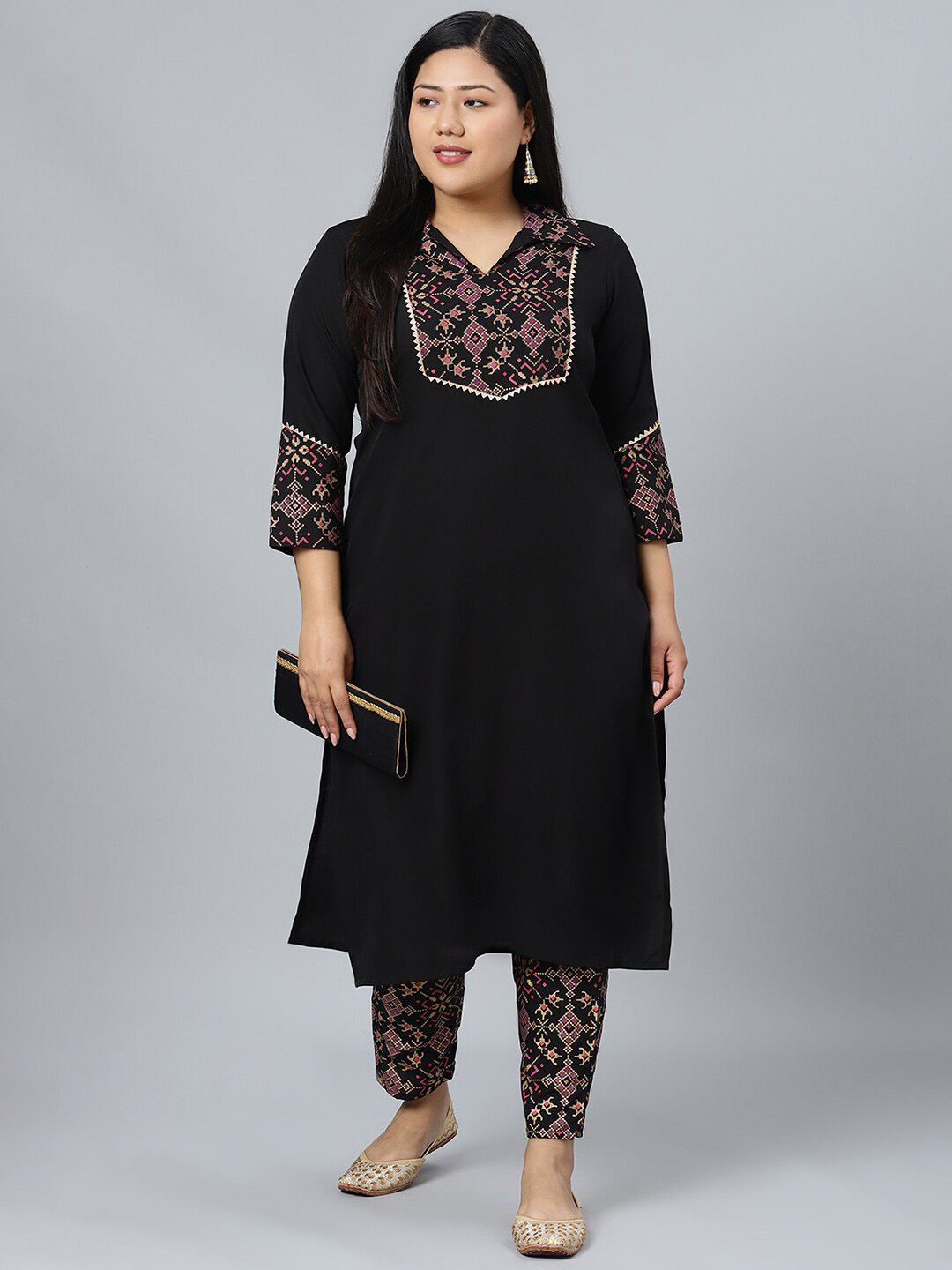Sztori Plus Size Ethnic Motifs Printed Regular Kurta with Trousers - Distacart