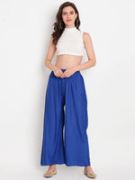 Thumbnail for TAG 7 Women Blue Solid Palazzos - Distacart