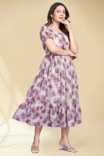 Thumbnail for Preksha Creation New Georgette Floral Print Women Purple Long Gown - Distacart