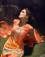 Thumbnail for Anaita Orange Chinon Stitched Suit with Embroidery & Sequence Work - Distacart