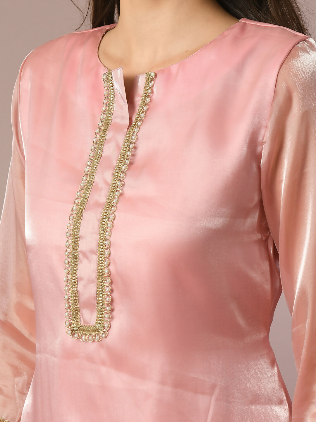 Myshka Women's Pink Solid Straight Party Kurta Set With Dupatta - Distacart